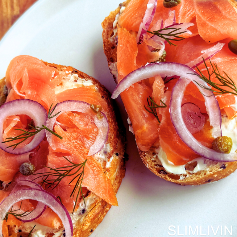 Smoked Salmon and Cream Cheese Open Sandwich on a plate